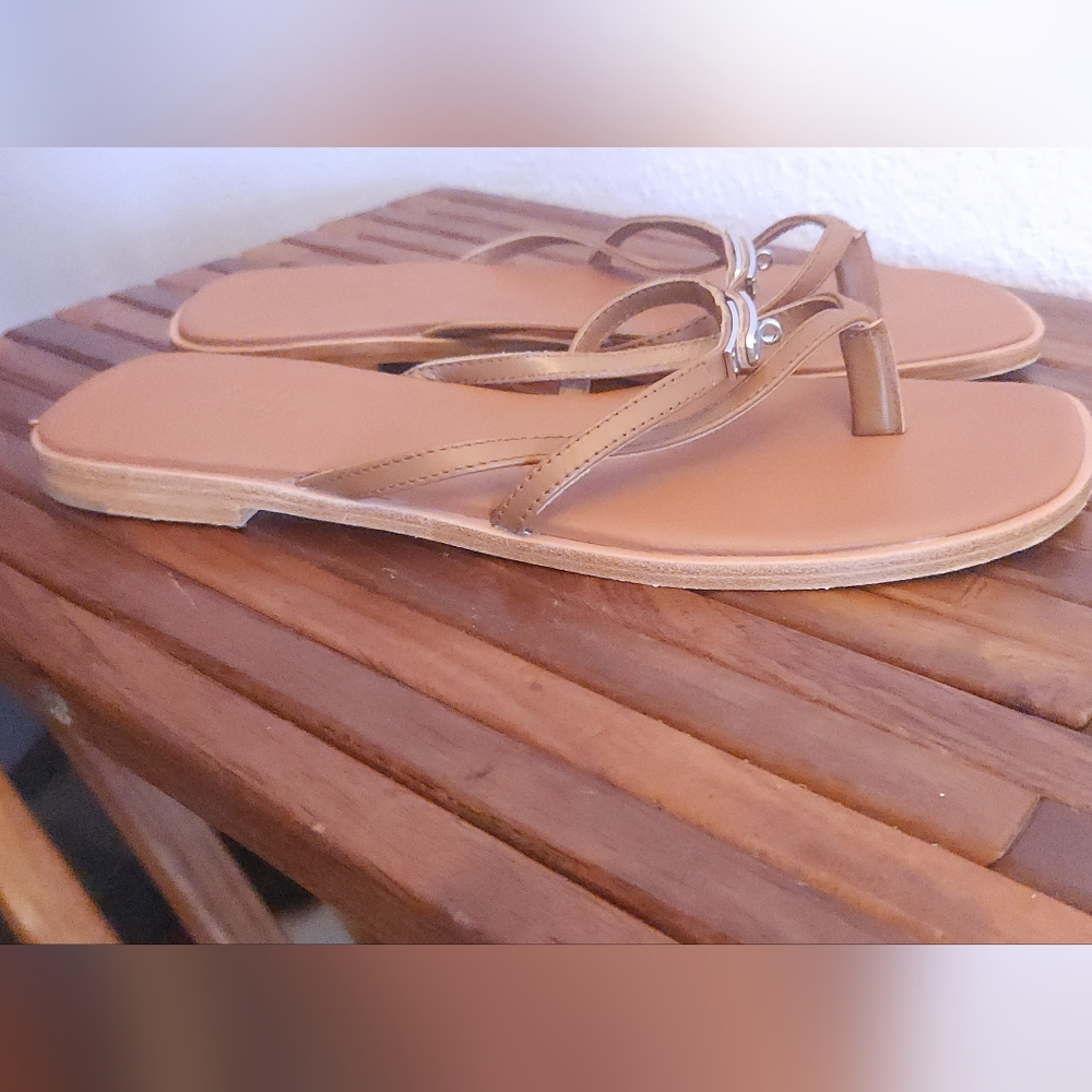 HERMES KELLY Brown Sandals with Silver Details - Picture 8 of 8